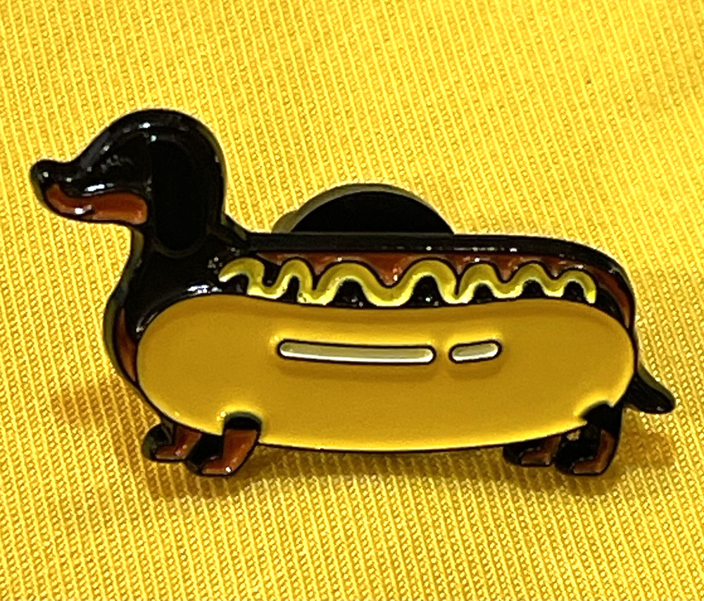 NWOT Yellow Hot Dog Dachshund Enamel Pin Sausage Dog Lapel Pin Brooch